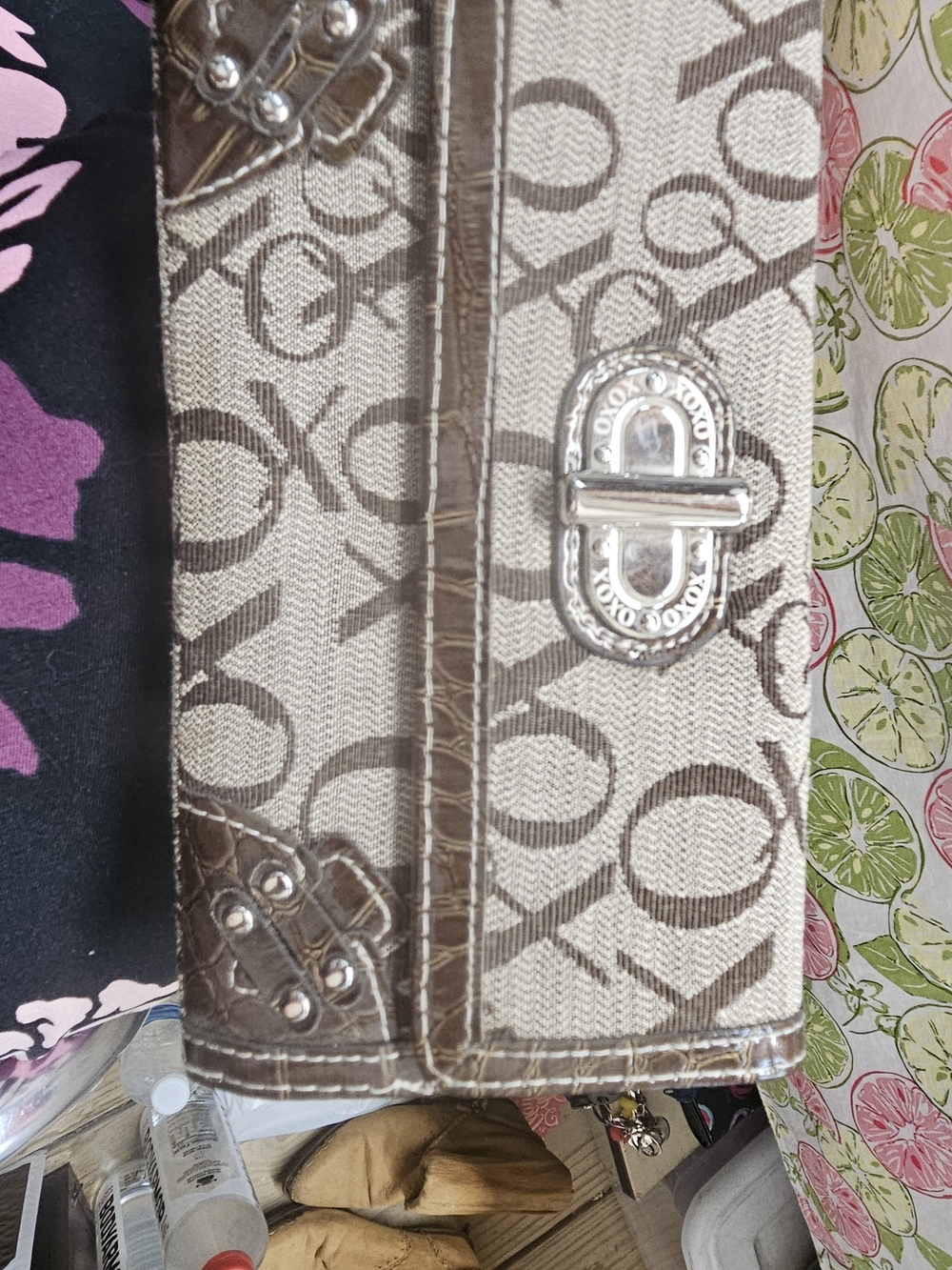Vintage Y2K XOXO Monograph Jacquard Clutch Wallet NWOT
